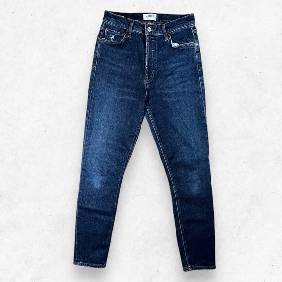 AGOLDE Nico High Rise‎ Slim Fit Jeans Women's Size 26 Button Fly Stretch Dark - Picture 1 of 6